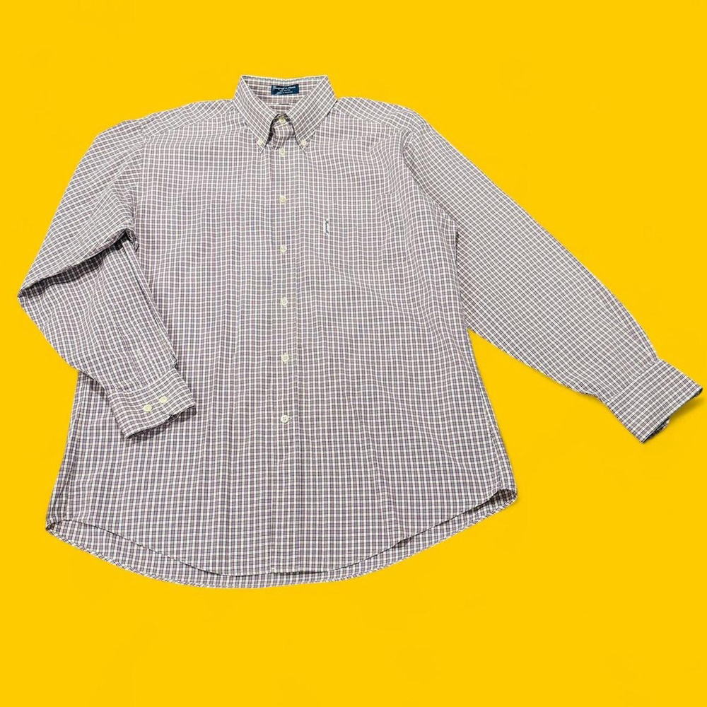 Facconable 16 1/2L Plaid Button Down Long Sleeve Hipster Cotton Men’s Shirt